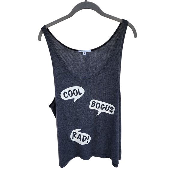 Wildfox Swim Swing Tank Top sz Large Solar Ink Grey Activewear Ribbed Scoop Neck - Picture 2 of 8